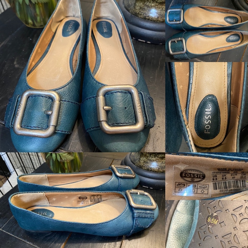 Fossil flats -  dark teal -  size 9.5 - women’s